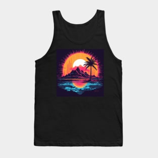 Retro Sunset Rays Wavy Shirt Tank Top